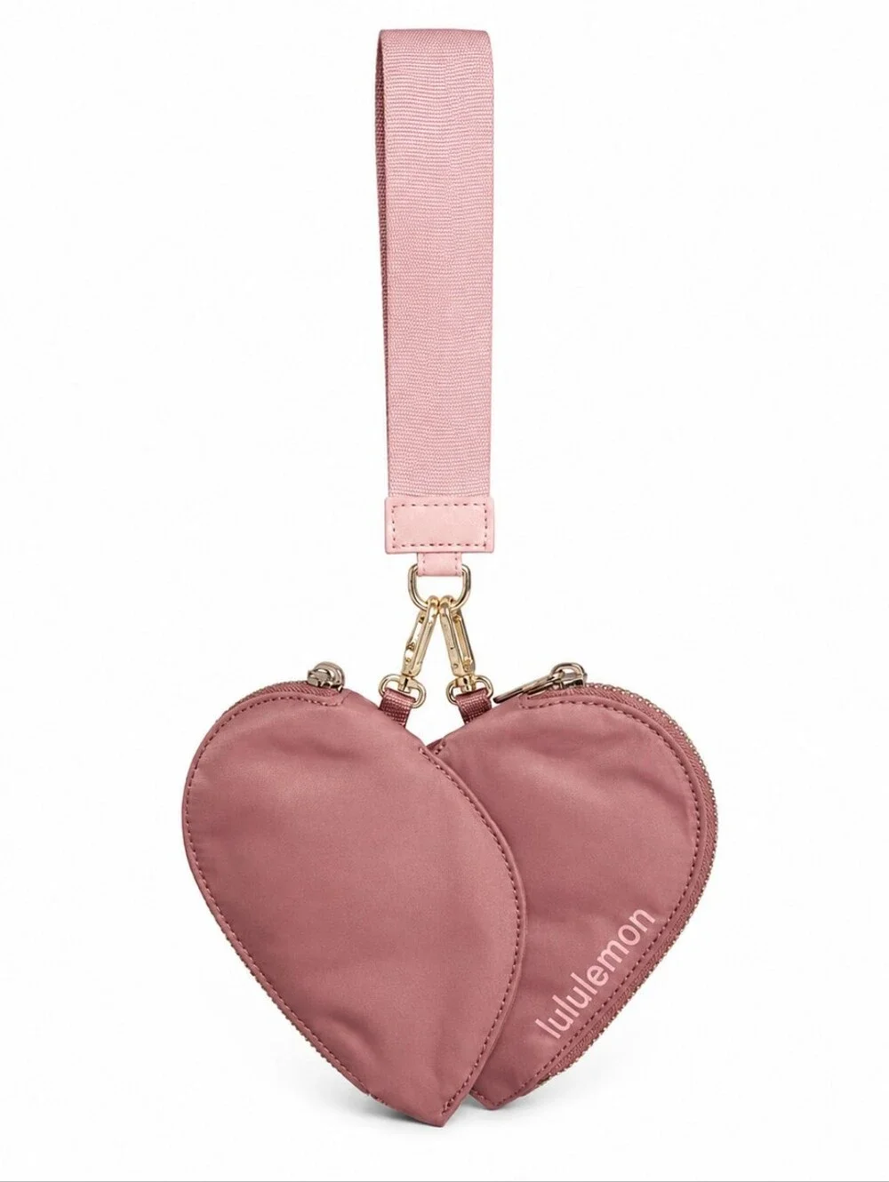 NWT LULULEMON DUAL POUCH WRISTLET Heart Spiced Chai ‎ Pink Haze Gold
